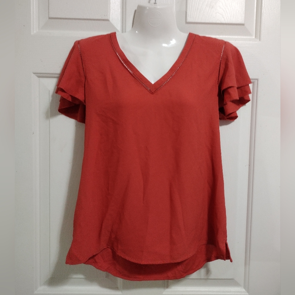 Ann Taylor Cap Sleeve Rust Orange Blouse XS